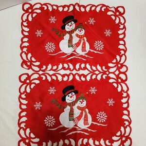 Mr And Mrs Snowman Embroidered Placemats (2) And Table Runner Christmas Decor